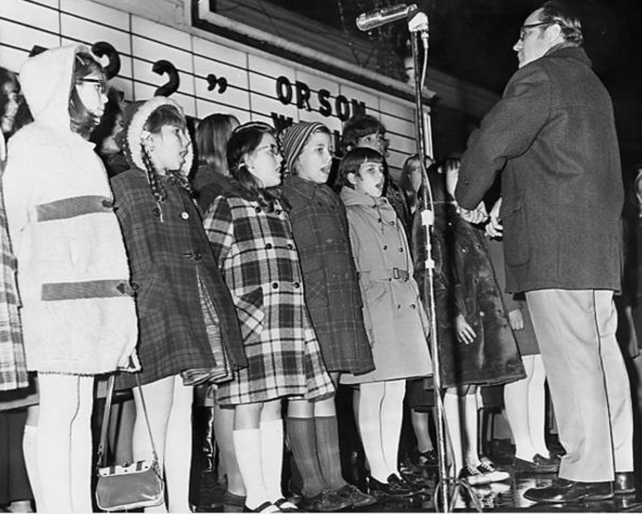 1970: German Youth Choir sings at the Christmas tree lighting at Shaker Square.