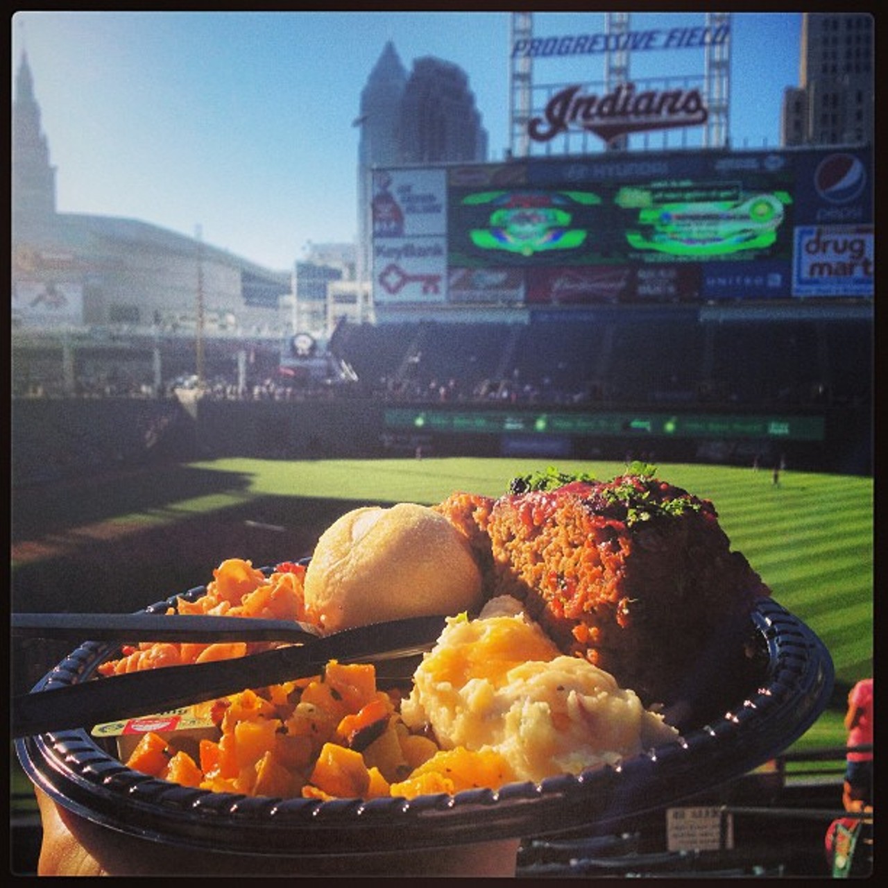 All you can eat meatloaf and #tribe #baseball! Yes please and thank you. #livin #life in #cleveland #tribetime