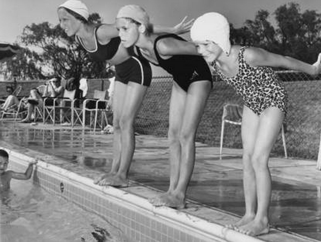 Diving practice at Mentor Harbor Yacht Club swimming pool, 1961.