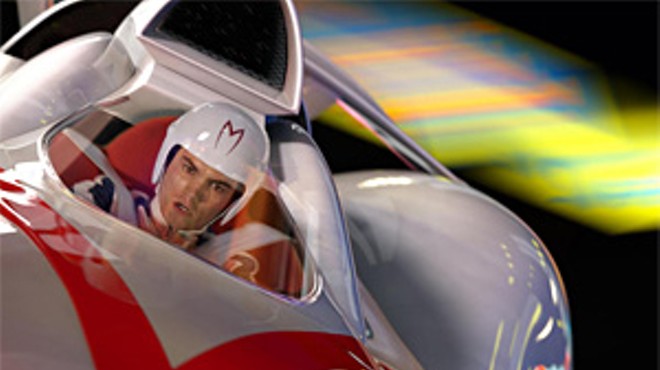 Go, Emile, Go!: Hirsch mans the Mach 5 in a wildly colorful Speed Racer.