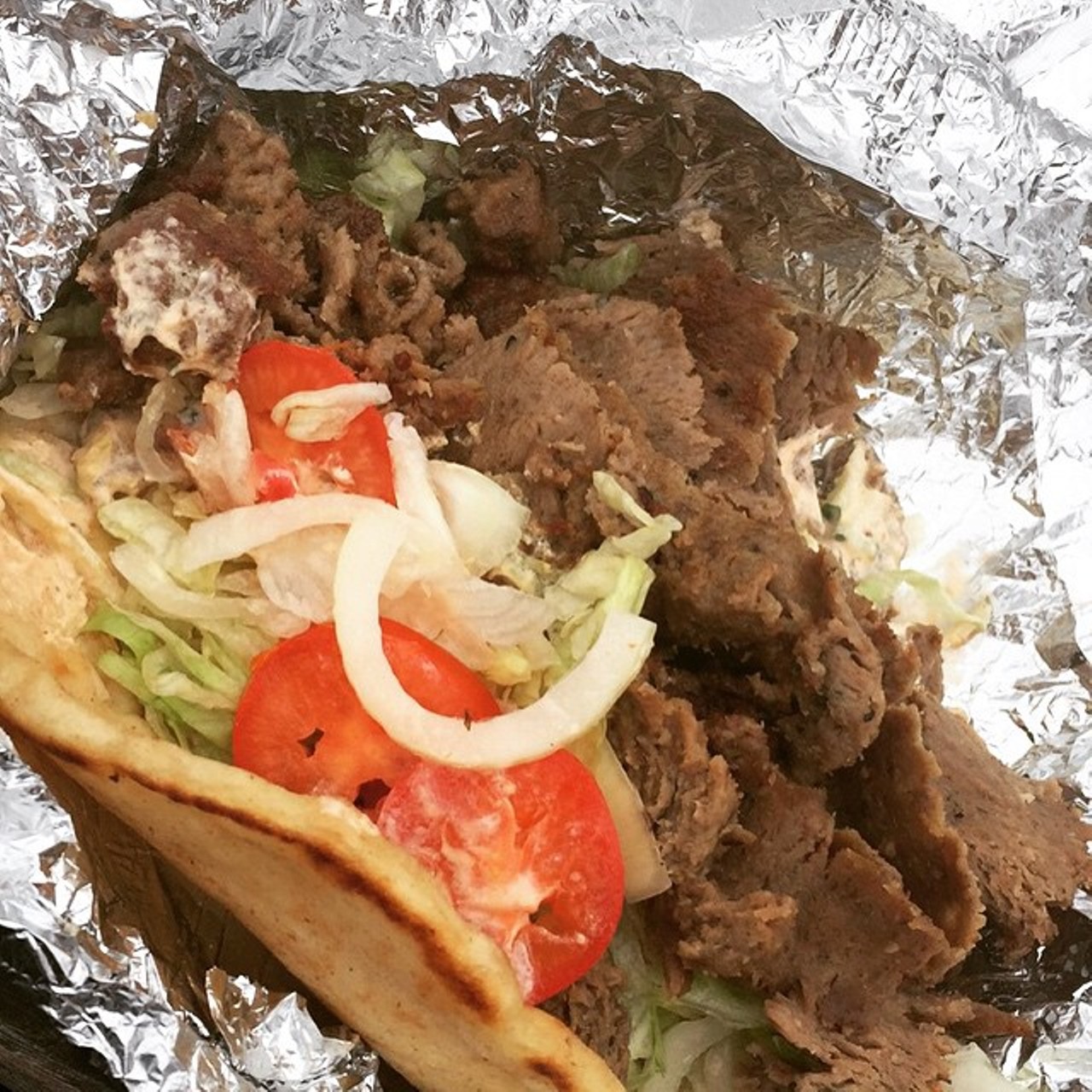 Grab a small gyro (it's still huge) for only $8 at Steve's Gyros. Find his stall at the 
West Side Market.