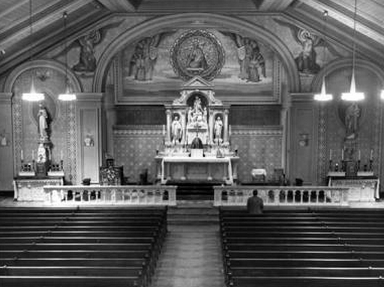 Inside the Holy Rosary Catholic Church, 1961.