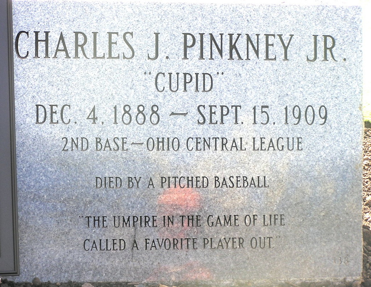Lakeview Cemetery; Another baseball player to die from being hit by a pitch, only poor Cupid never made the majors. He played second base for the Ohio Central League and was a reported fan favorite; finally received headstone at Lakeview in 2010.