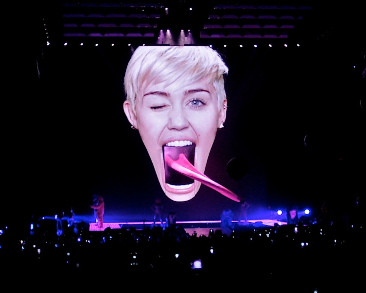 Miley Cyrus performing at Value City Arena
