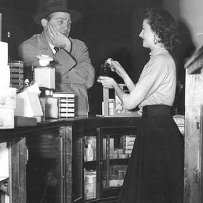 Perfume counter, 1953.