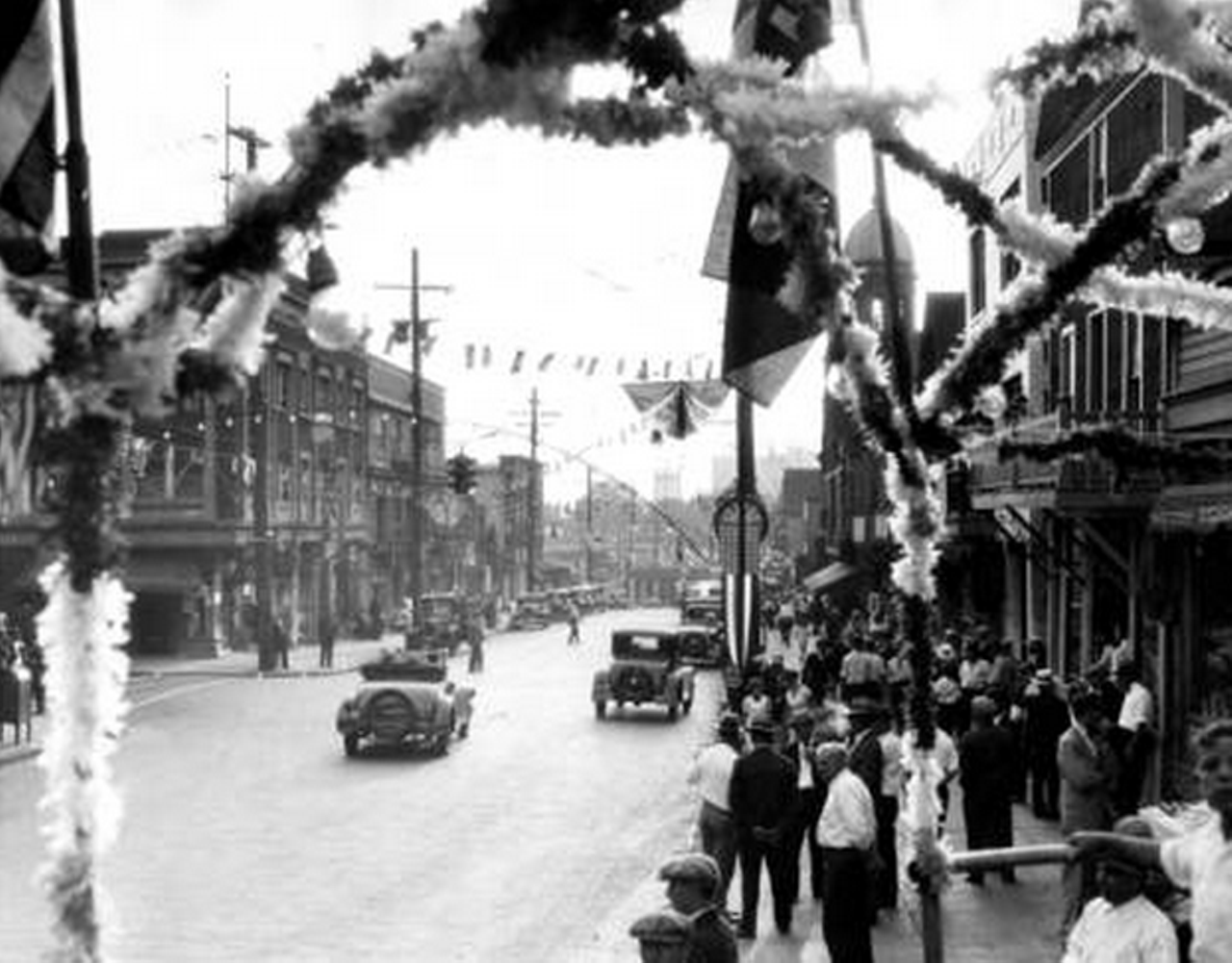 Street decorations along Mayfield, 1930.