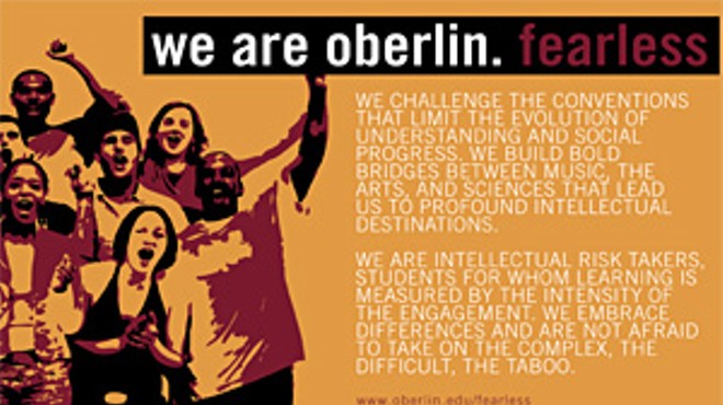 The new recruiting brochure bears little relation to Oberlin's hippie reputation.