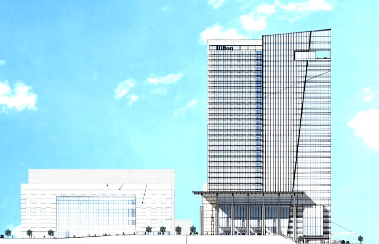 This is how the hotel will look, facing Mall B and the Cleveland Convention Center.