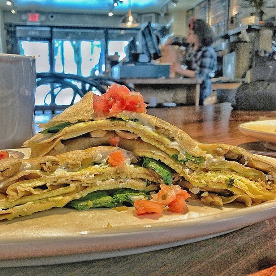 Try the fresh mozzarella, tomato, spinach, and basil pesto crepe. The fresh vegs along with the vibrant mozzarella work perfectly with the folded crepe. Luna Bakery Cafe is located at 2482 Fairmount Blvd,Cleveland Heights. Call 216-231-8585 or visit lunabakerycafe.com for more information.