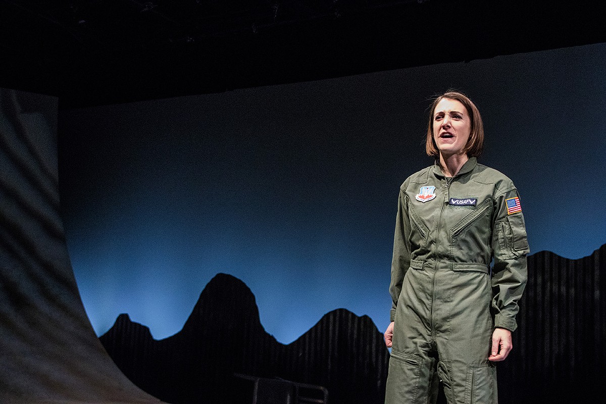 Anjanette Hall as The Pilot, in Dobama Theatre’s production of "Grounded."
