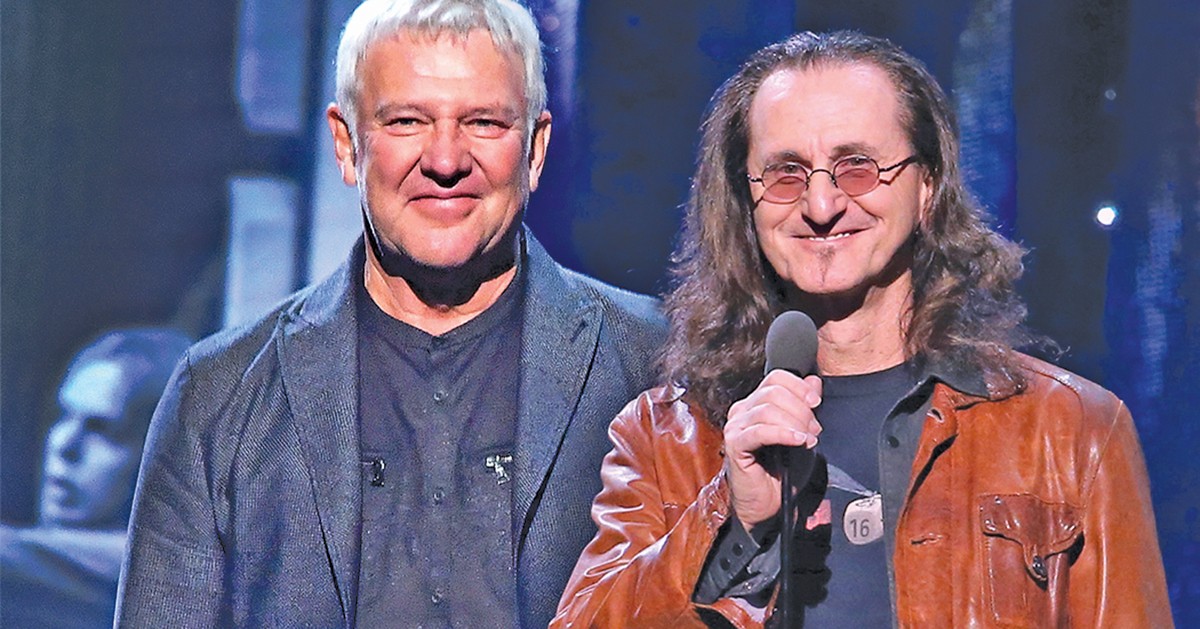 Alex Lifeson (left) and Geddy Lee of Rush will appear at the Rock Hall. See: Saturday.