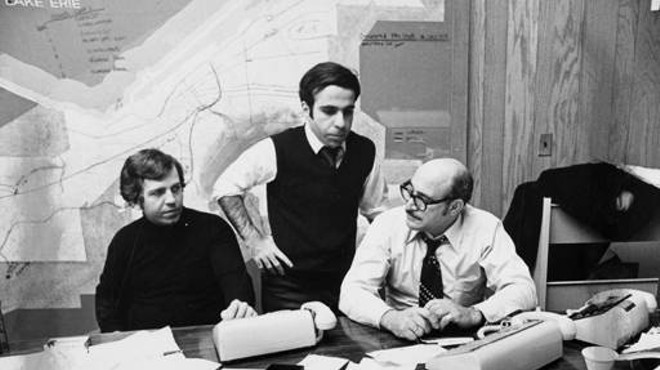 Mayor Dennis Kucinich was in Washington, DC that day to meet President Jimmy Carter. These men (left to right), Joe Stewart, acting mayor Joe Tegreene, and Louis Corsi, ran storm control operations from City Hall.