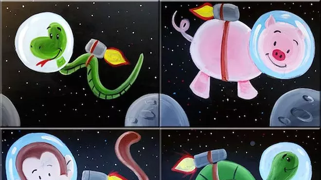 Image: Mommy (or Daddy) and Me: Space Animals Painting!