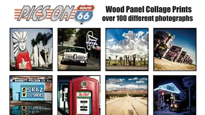 Image: Open Studio - "Pics On Route 66" Wood Panel Collage Series