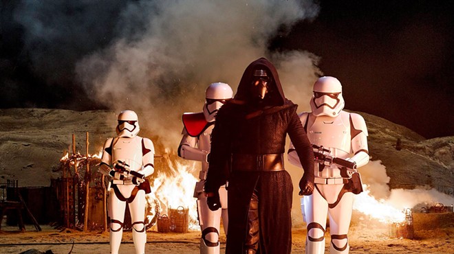 Kylo Ren and the storm troopers.