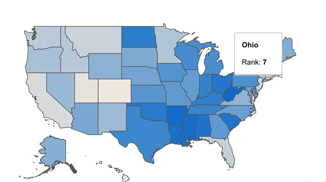 Ohio Ranked 7th Fattest State in the U.S.