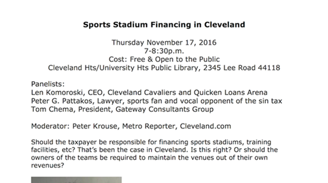 "Sports Stadium Financing in Cleveland" forum