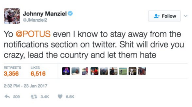 Johnny Manziel Had Some Twitter Advice for Donald Trump, Before Deleting His Twitter Account
