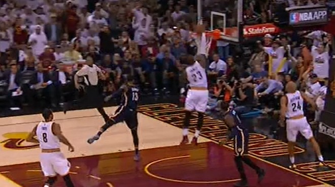 LeBron cashes a turnover with authority that was sometimes missing from Cavs' efforts.