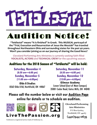 Image: Auditions - Tetelestai "Cleveland's Own Passion Play"