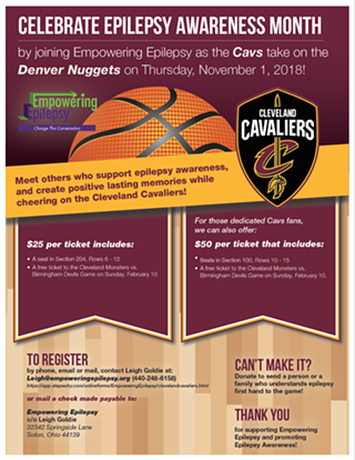 Epilepsy Month Night at the Cavs