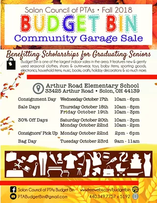 Image: Solon Council of PTAs Budget Bin Garage Sale
