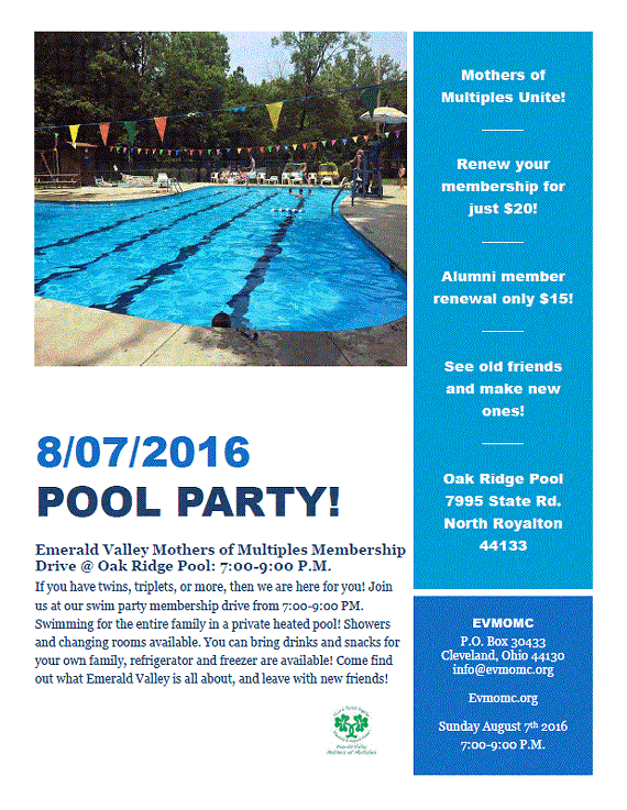 Image: Emerald Valley Mothers of Multiples Club Swim Party Membership Drive