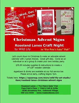 Image: Christmas Advent Signs Craft Night with Wild Lily Designs