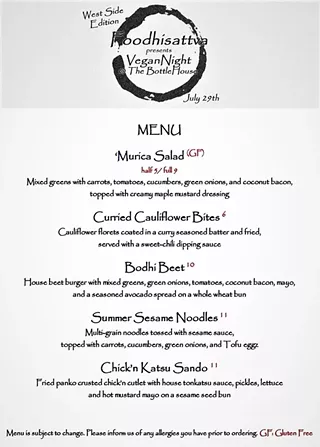 Image: Vegan Night at The BottleHouse