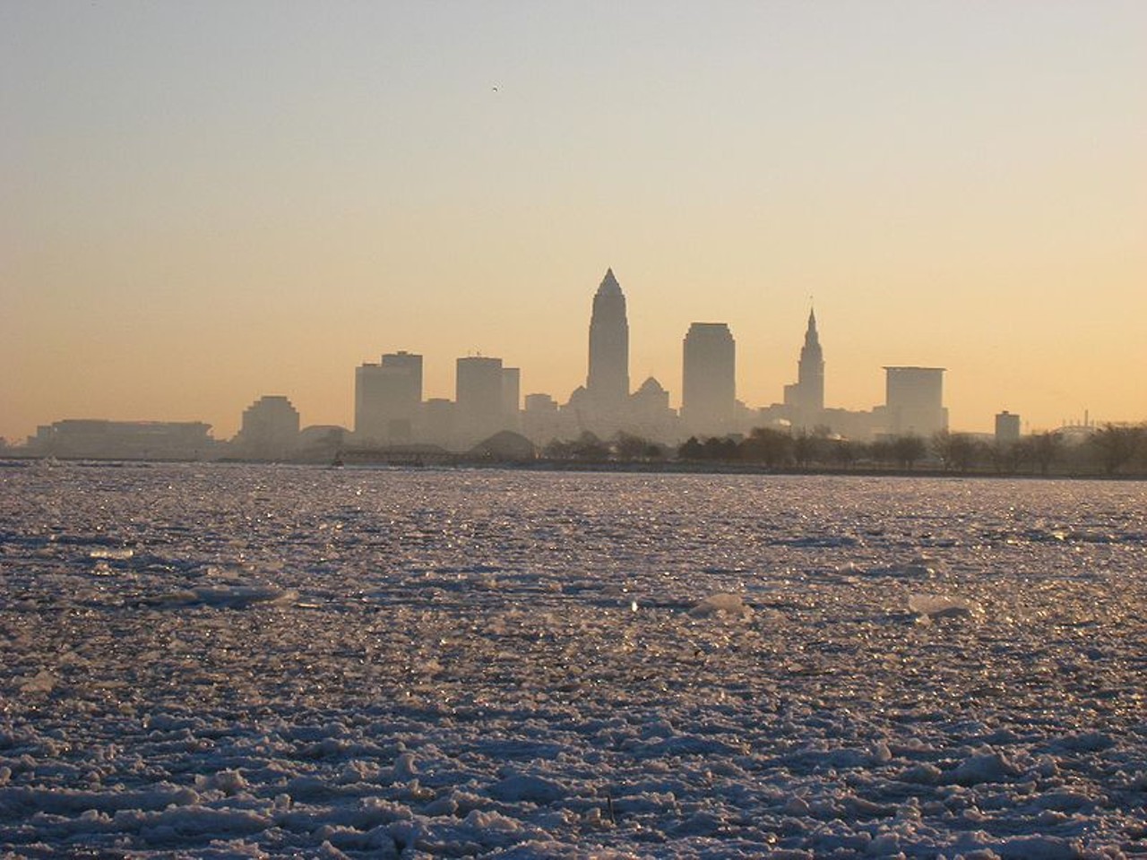 View over a frozen Lake Erie, 2009.