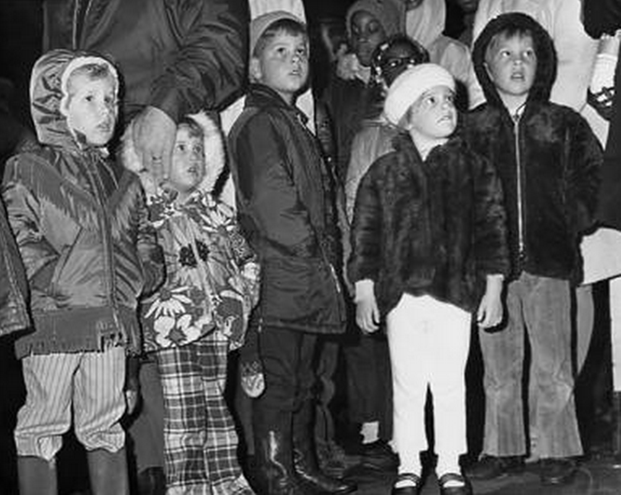 Watching the Christmas Tree lighting in Shaker Square, 1970.