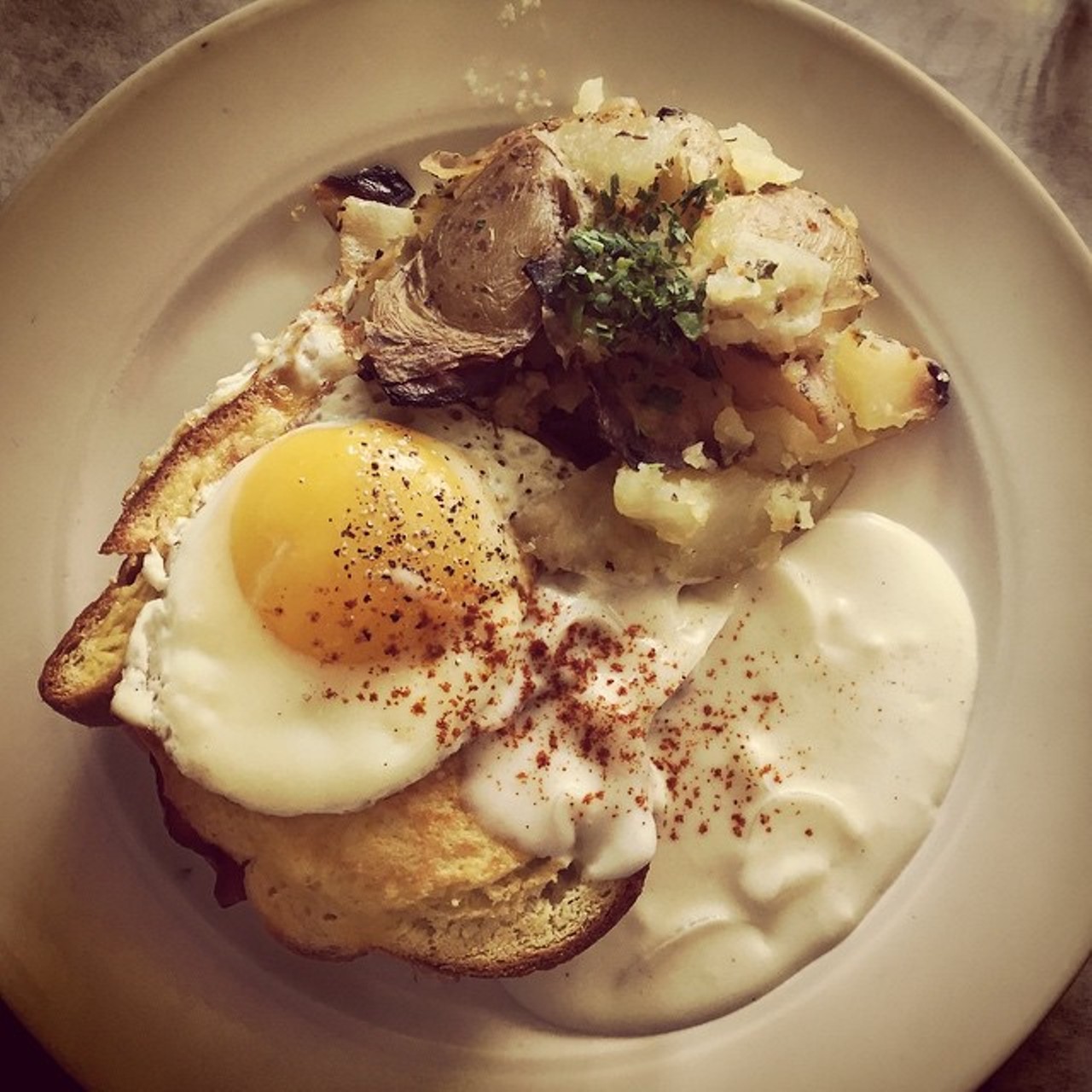 Croque Madame at Le Petit Triangle Cafe. Photo by Bryant Gozali.