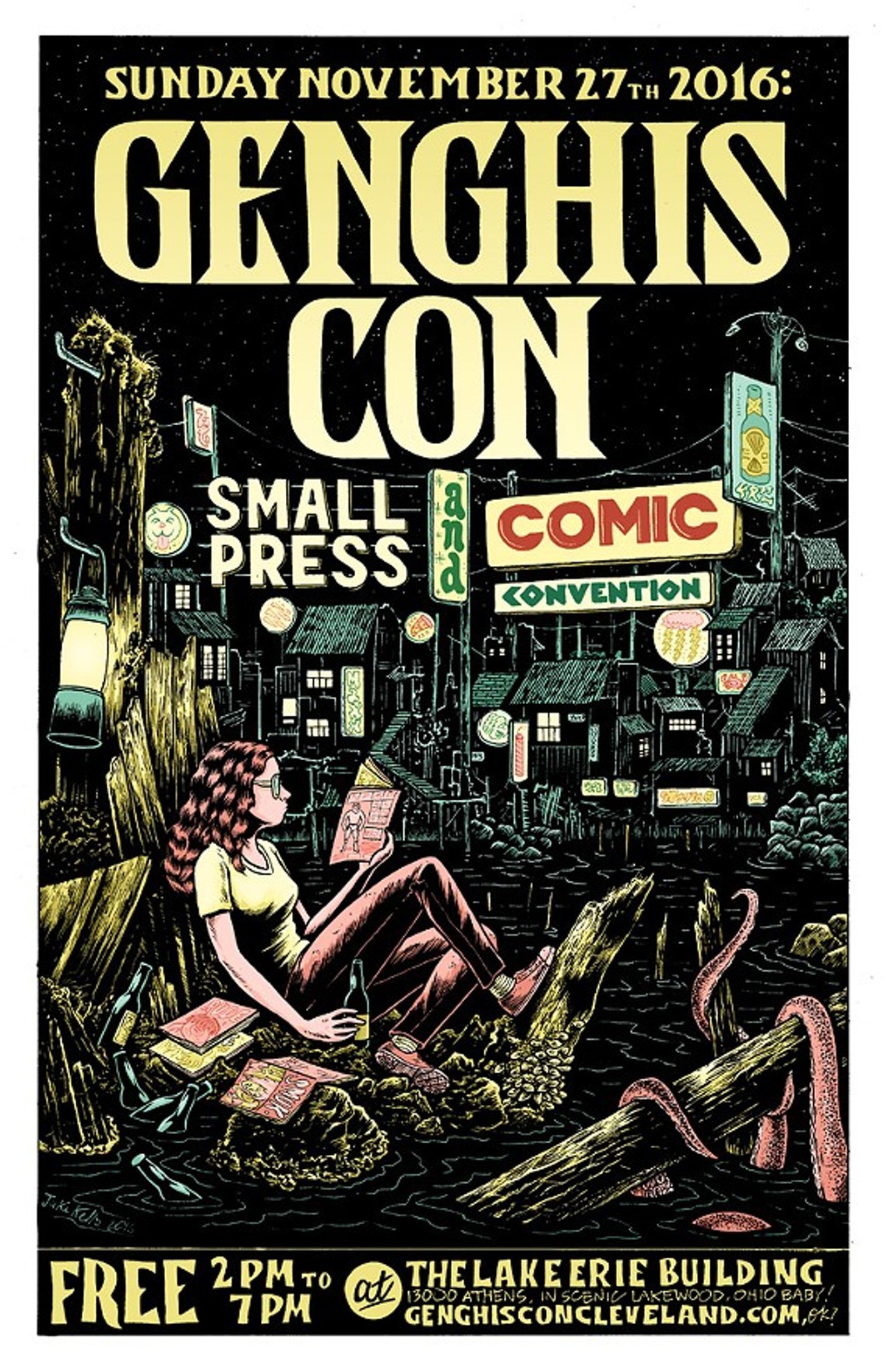 Genghis Con Small Press & Comic Convention 
When: Sun., Nov. 27, 2-7 p.m. 
Phone: 216-570-7626 
Email: genghisconcleveland@gmail.com 
Price: free 
GenghisConCleveland.com
Genghis Con is the best opportunity for fans of small press and independent comics, artwork, zines and literature to find those hidden gems being cultivated right here in the region. Attendees can expect to see, and visit with and purchase work from, long-standing Genghis Con regulars like Derf, Gary and Laura Dumm, John G and Jake Kelly, as well as Genghis Con first timers like Noah Van Sciver, whose work has been published by Fantagraphics as well as Ivan Brandon, most recently the writer of Image Comics&#146; Drifter.