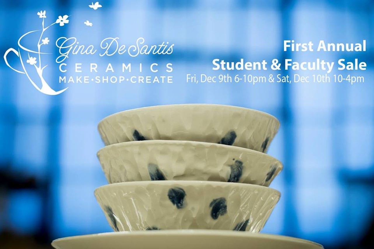Student & Faculty Sale 
When: Fri., Dec. 9
For the first time, local ceramicist Gina DeSantis&#146; studio and classroom at the Screw Factory (AKA Lake Erie Building) hosts a Student & Faculty Sale of handmade ceramic gifts and artwork. The gallery hosts a preview party from 6 to 10 tonight, and the sale continues from 10 a.m. to 4 p.m. tomorrow. In addition to purchasing work by the instructors and students, visitors can join in by signing up for a class or workshop at &#147;Cleveland&#146;s largest clay-centric learning studio.&#148; Admission is free. (Photos courtesy The Screw Factory/Facebook)