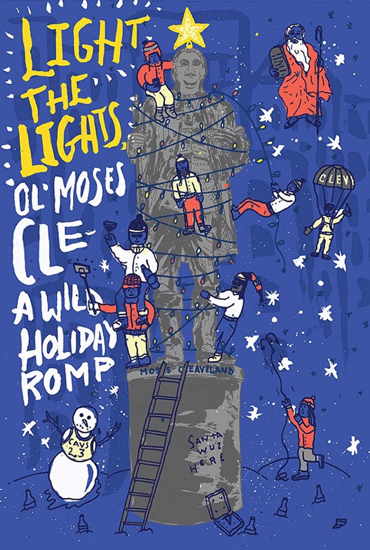 Light the Lights, Ol' Moses Cle (A Wild Holiday Romp) 
When: Thursdays-Sundays, 7:30-10 p.m. Continues through Dec. 18
Phone: 216-631-2727 
Email: tpavlich@cptonline.org 
Price: $20-40 
www.cptonline.org
Ring in the season CPT-style with a vaudeville-inspired evening of holiday folly, mischief and merry-making. Staged in the round at cabaret tables in CPT&#146;s historic Gordon Square Theatre, the show will feature a rollicking evening of holiday-themed vignettes, live music and larger-than-life antics by an assorted cast of characters. (Photo courtesy Light the Lights/Facebook)