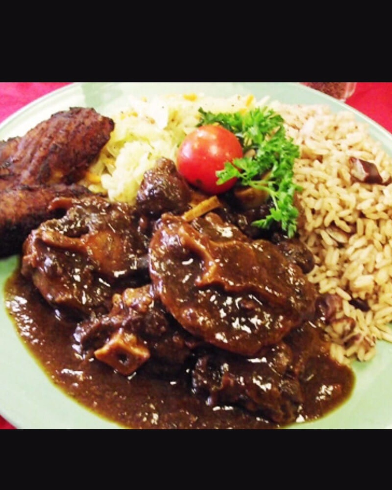 Beef, rice and peas and plaintain - Kingston Jamaican Restaurant, 9718 Buckeye Rd, 216-543-7337