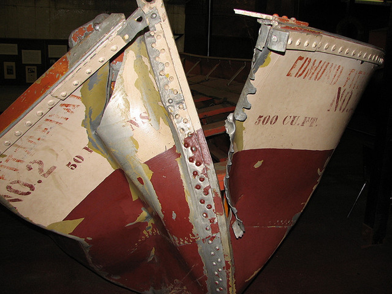 Wrecked life boats from Edmund Fitzgerald. Photo courtesy of Flickr Creative Commons user xray10