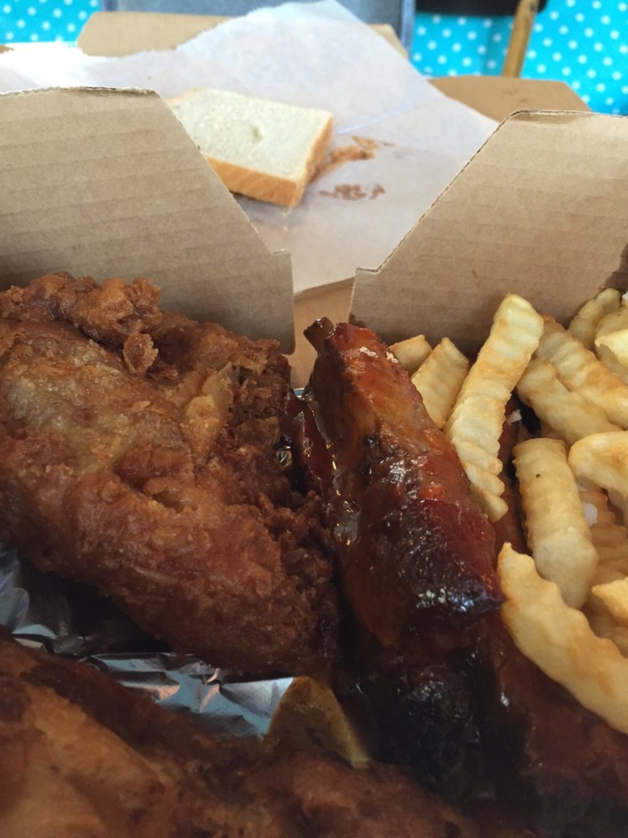 Chicken and rib combo - Hot Sauce Williams - 7815 Carnegie Ave, Phone number (216) 391-2230