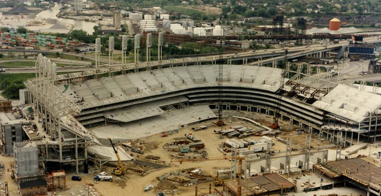 An aerial view of the construction