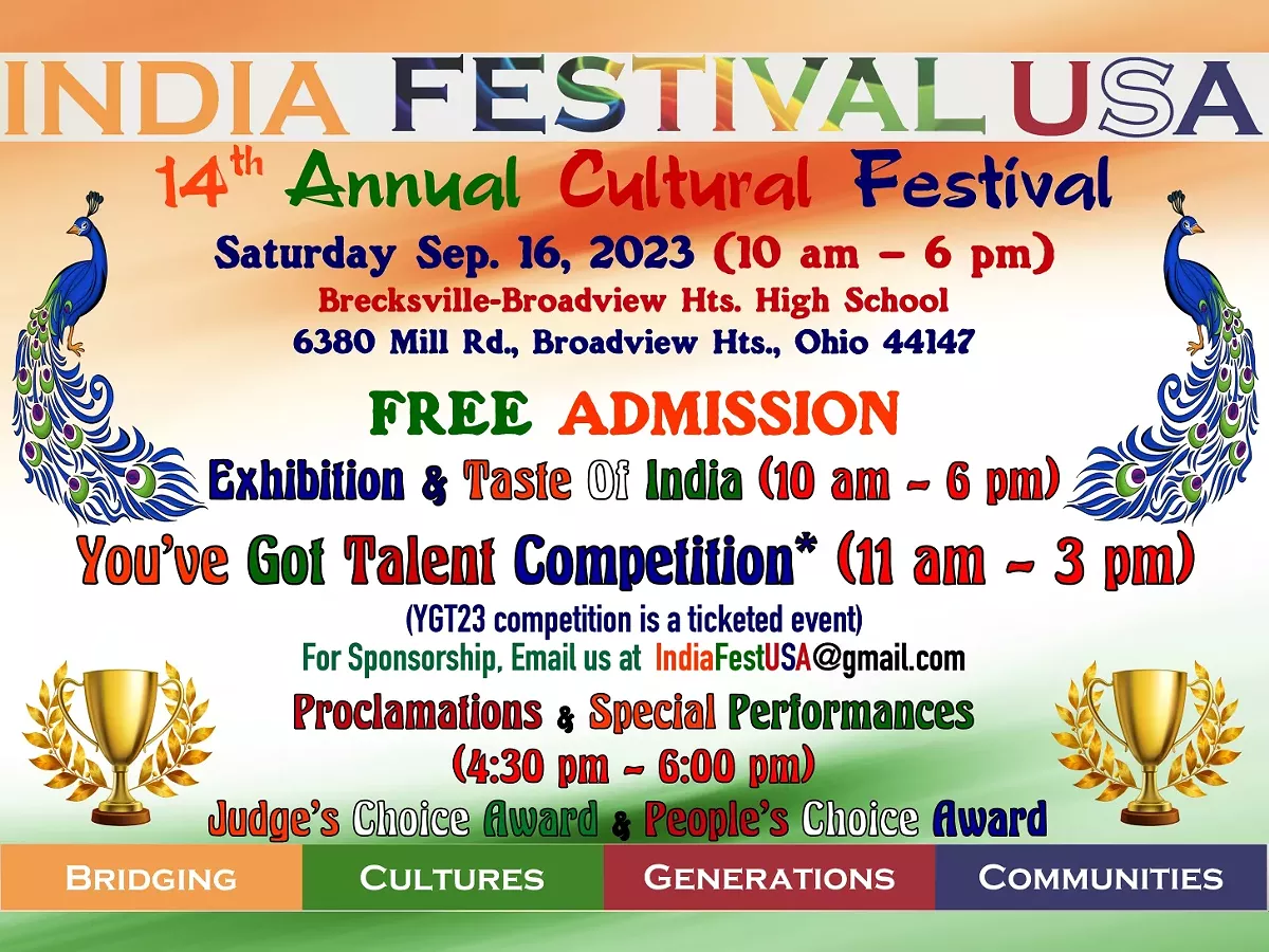 14th Annual India Fstival USA (Sat. Sep. 16, 2023)