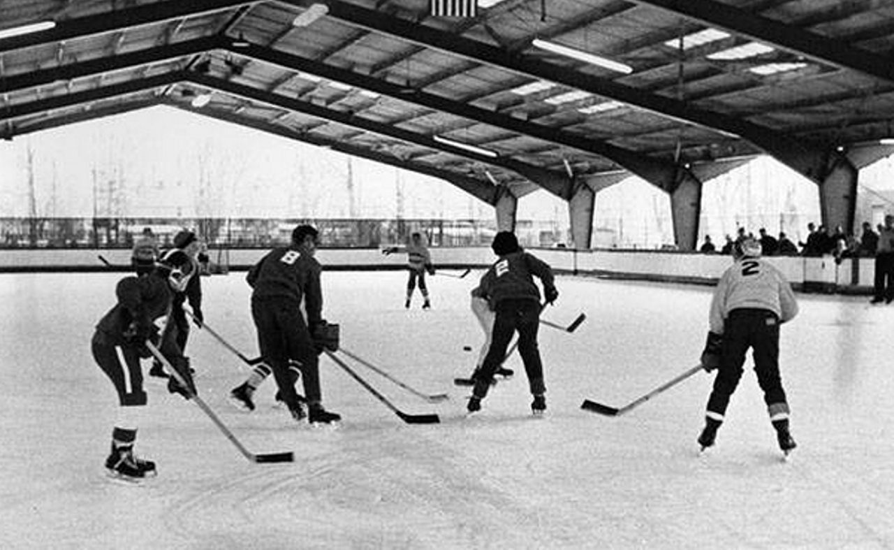 Ice hockey game in Parma Forestwood skating rink, 1960.