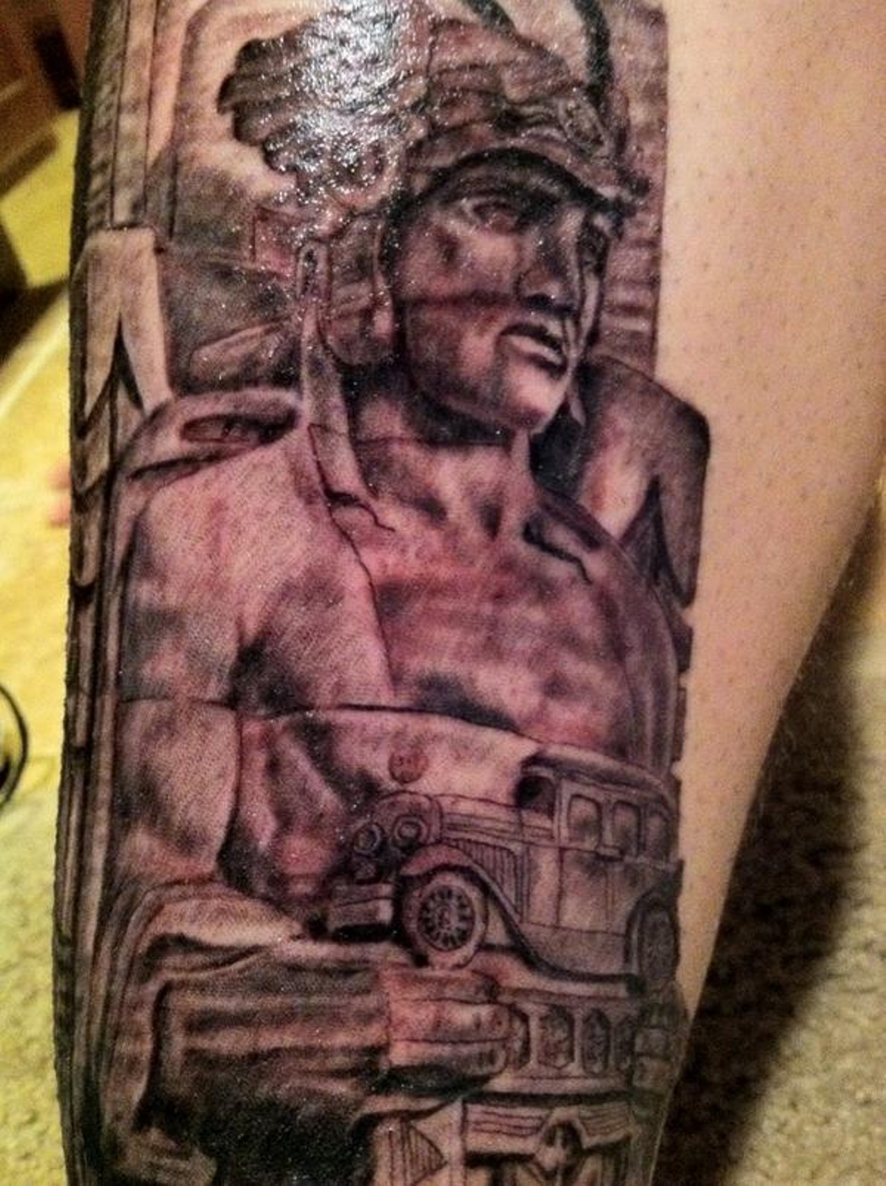 The Guardians of Traffic dominate the ends of the Hope Memorial Bridge. This tattoo of the Cleveland icon is beautifully done with an obvious attention to detail (Photo courtesy of Twitter user @prohr21).