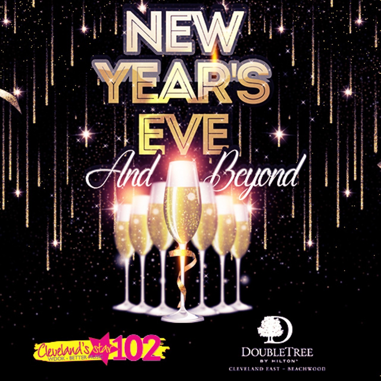 Star102 Presents New Year's Eve and Beyond 
When: Sat., Dec. 31, 7:30 p.m.-1 a.m. 
Phone: 216-464-5950 
Rock into 2017 at our New Year's Eve and Beyond Party featuring a 5 hour open bar, hors d'oeuvre, station buffet dinner, dessert buffet and champagne toast at midnight with late night bites. Dance to the sounds of Run Avril Run and spend the night in one of our well-appointed King guest rooms. Full breakfast buffet included. Doors open at 7:30pm, Party until 1:00am. For our guests 21 and over only. (Courtesy Star102)
