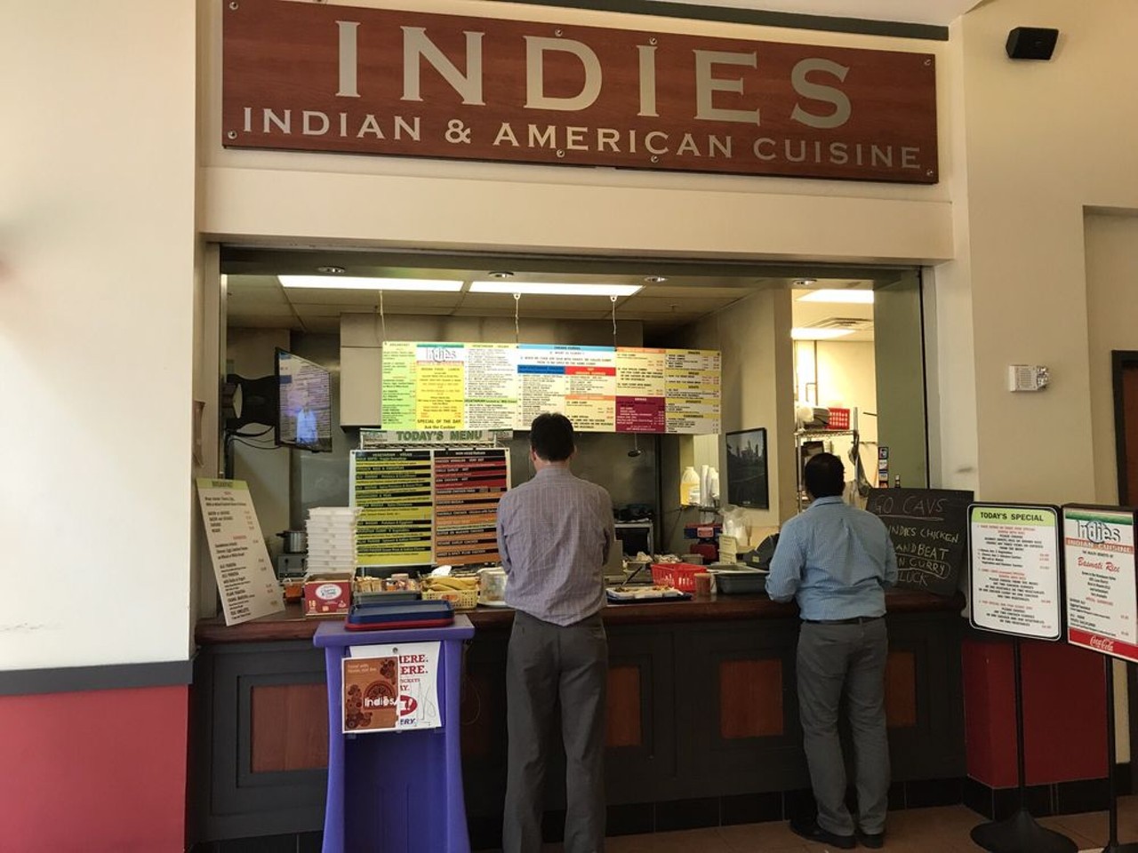  Indies
530 Euclid Ave., Cleveland 
This Indian food stand in the food court of the Fifth Street Arcade serves traditional Indian food like chicken tikka masala and butter chicken over rice all for a very reasonable price of under $9.
Photo via Indies/Yelp