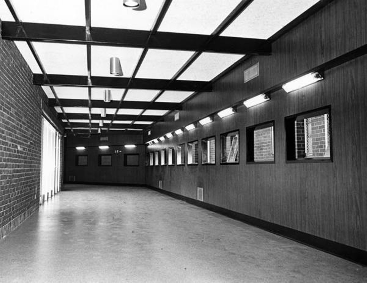 Corridor under construction at Cleveland Aquarium, 1966