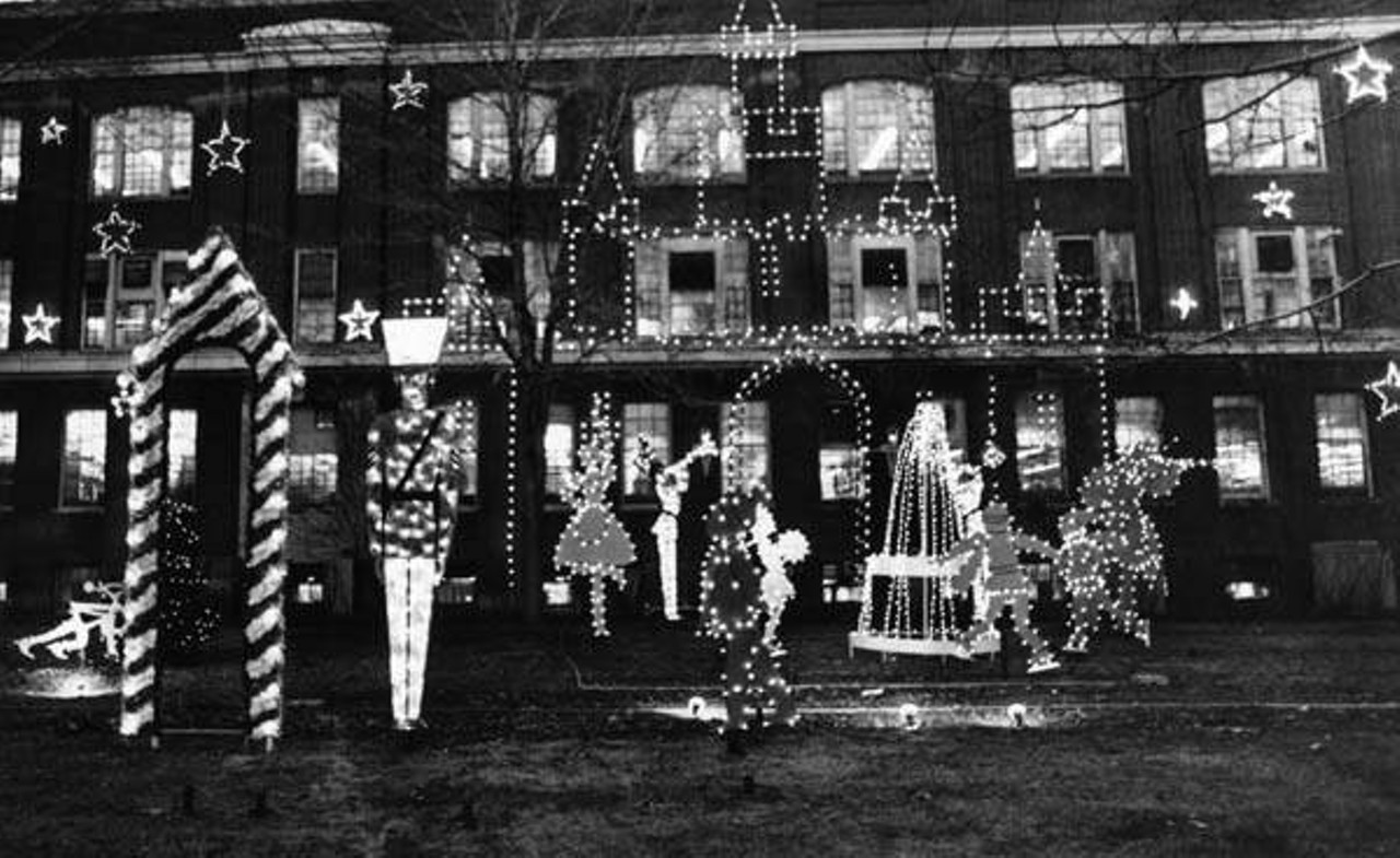 Full Christmas display at Nela Park, 1980.
