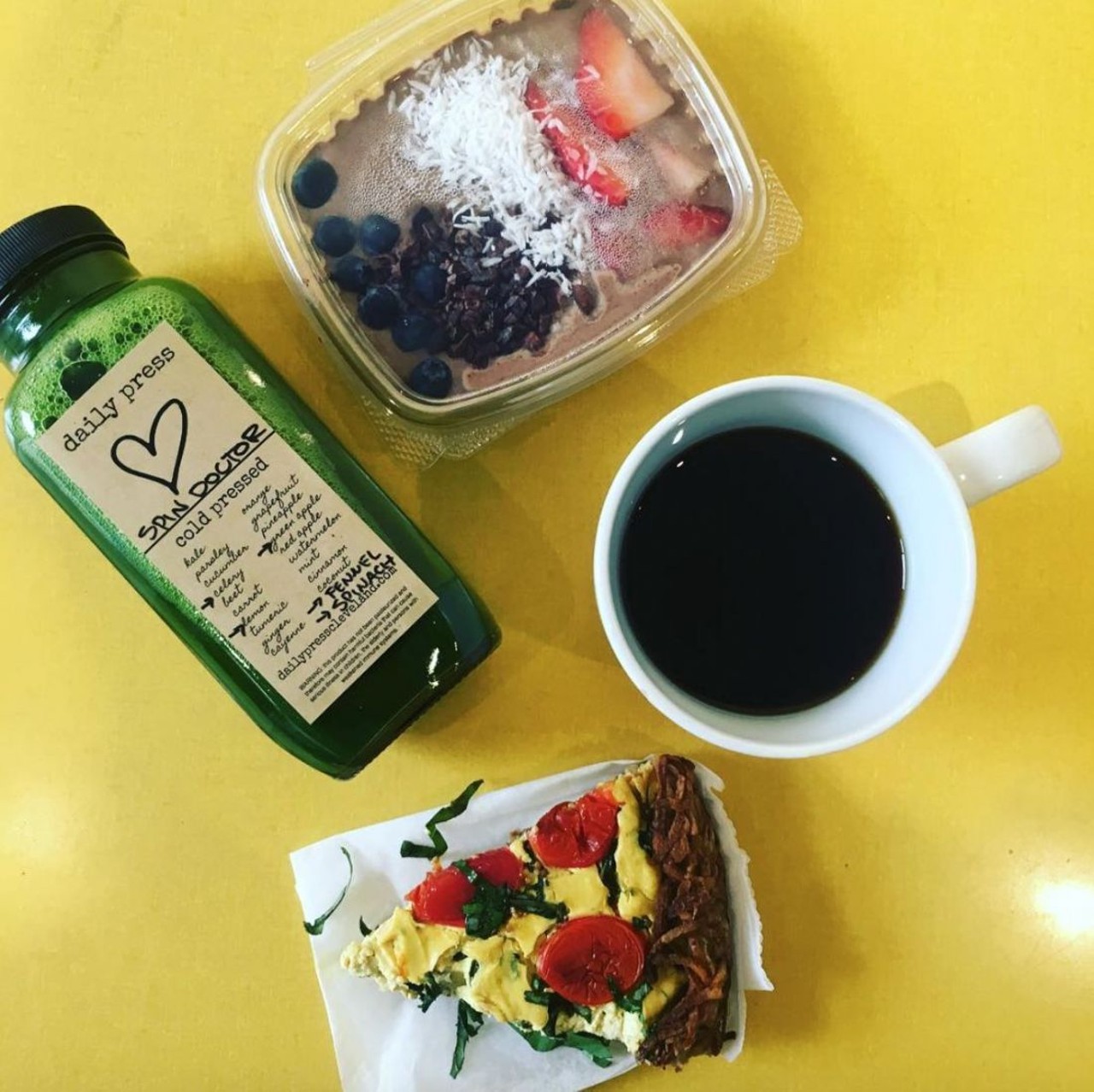  Daily Press Cleveland
6604 Detroit Ave., 440-665-2884
This vegan juice bar is sure to get you outside your comfort zone and exploring healthy juices and foods. They also offer hot and cold coffee brews. 
Photo via dailypressjuicecle/Instagram