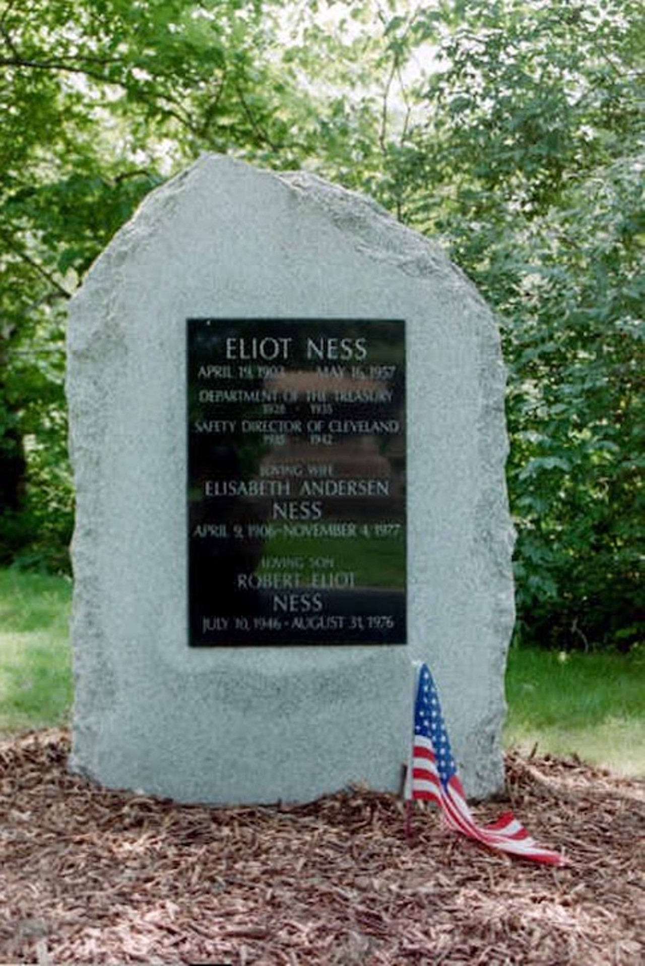 Eliot Ness
Lakeview Cemetery
Ness was the Public Safety Director for Cleveland from 1935-1942, but he&#146;s better known for helping to catch Al Capone in Chicago. 
Photo via Michelle Belanger/Wikimedia Commons