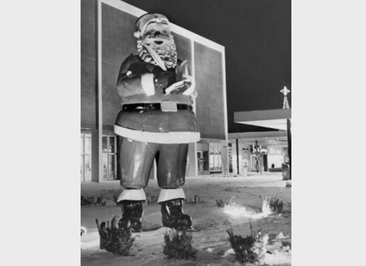 Santa outside May Co., 1960.