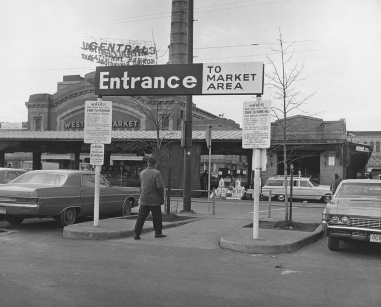 Looking toward the back of the market from the parking lot. Taken November 17, 1969.